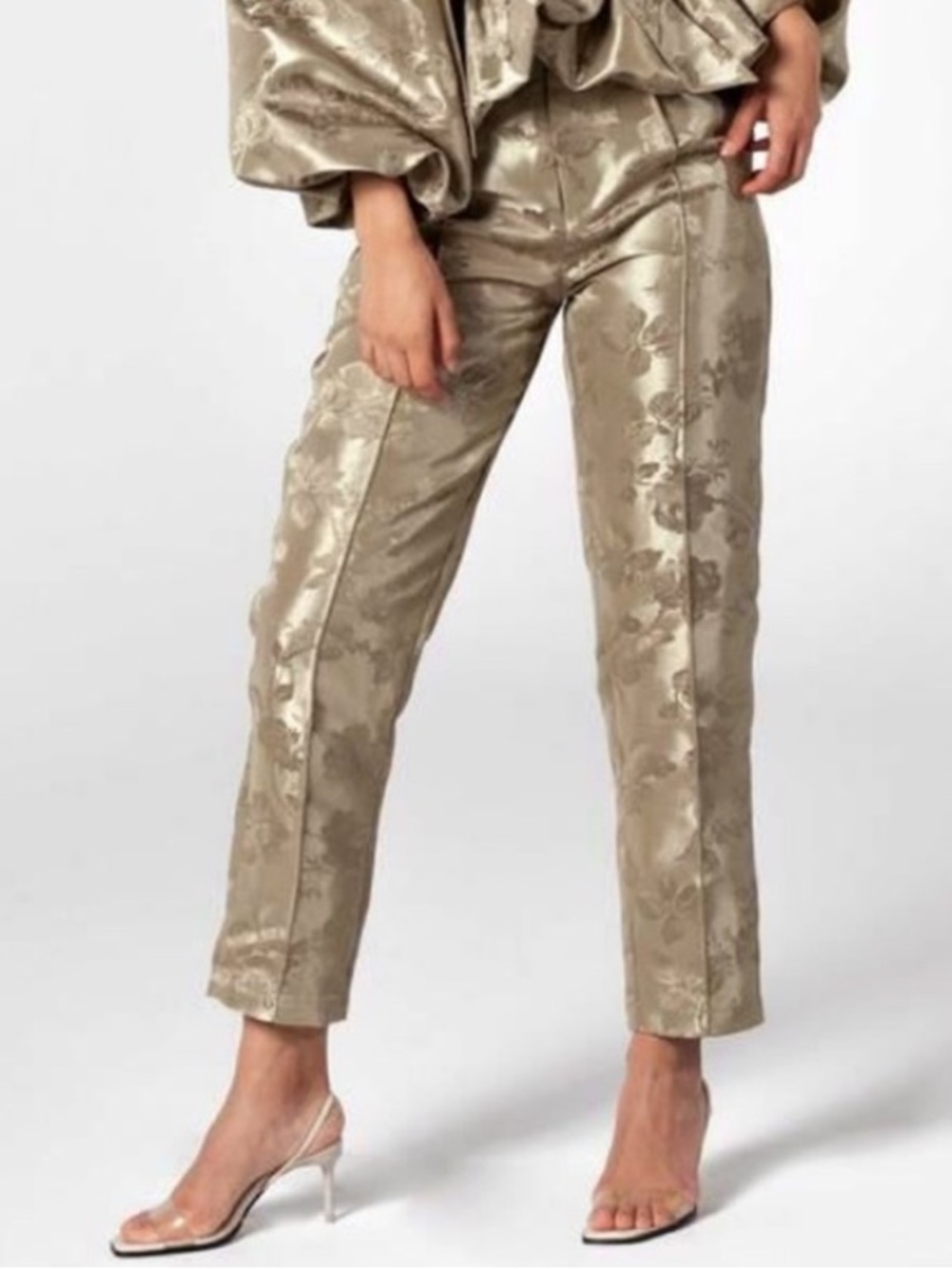EGGIE Floral Jacquard Metallic Trousers